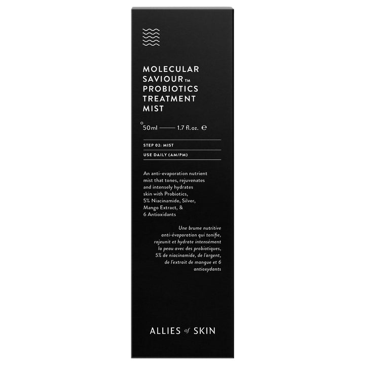 Allies of Skin Probiotics Treatment Mist black 50ml box with Molecular Saviour label and product details
