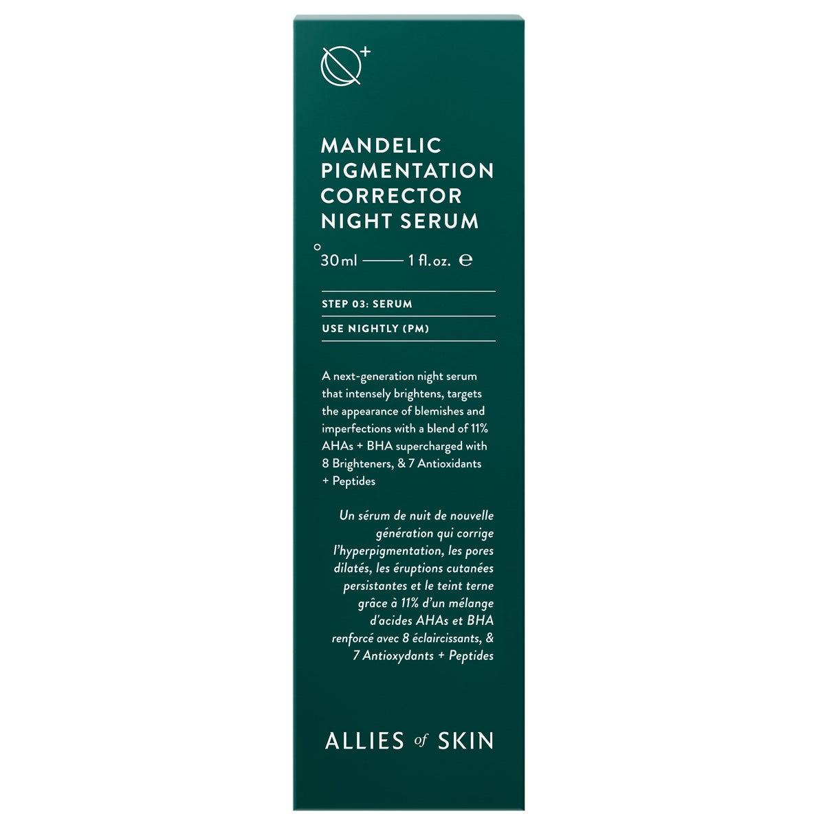 Allies of Skin Mandelic Pigmentation Corrector Night Serum 30ml box for mandelic acid pigmentation serum