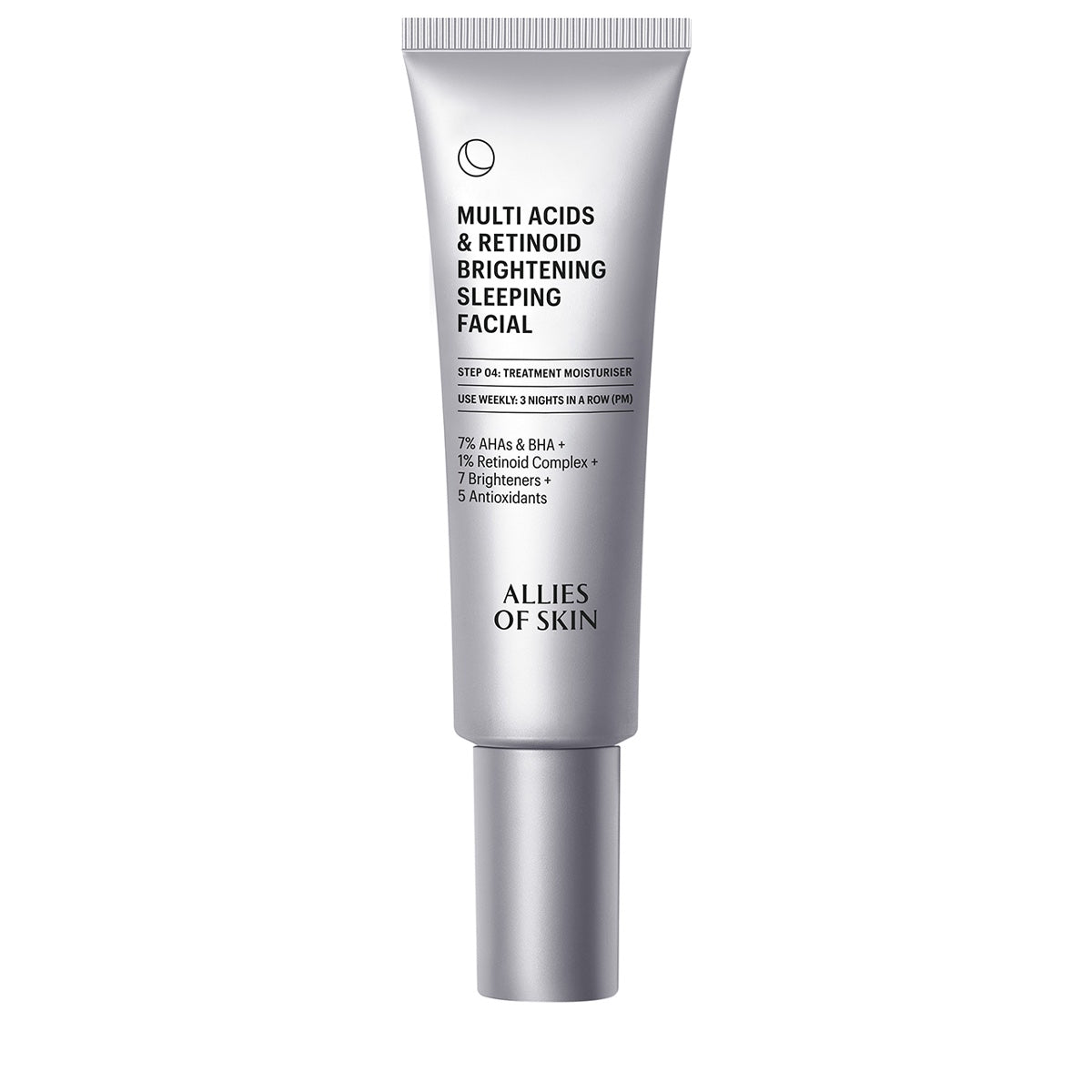 Allies of Skin multi acid retinoid sleeping facial silver tube brightening overnight treatment for textured skin