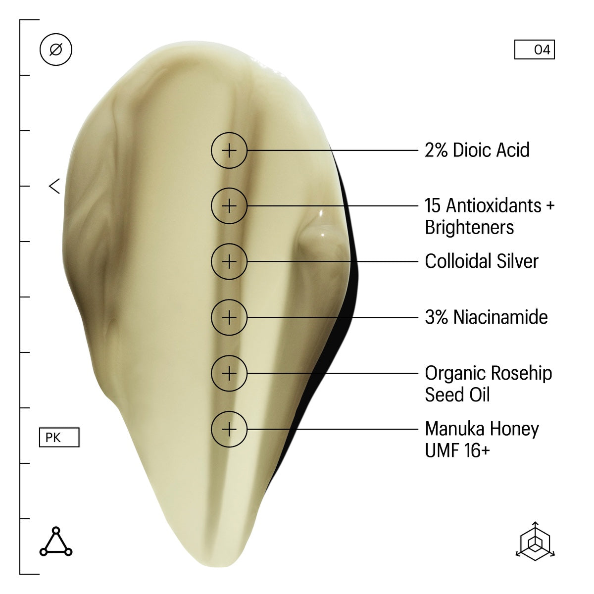 Allies of Skin cream smear with ingredient callouts 2 percent Dioic Acid 3 percent Niacinamide nightly blemish treatment