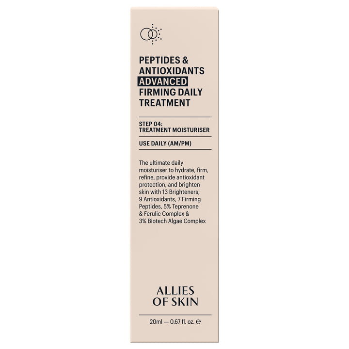 Allies of Skin peptides and antioxidants advanced firming daily treatment box 20ml peptide firming moisturizer travel size