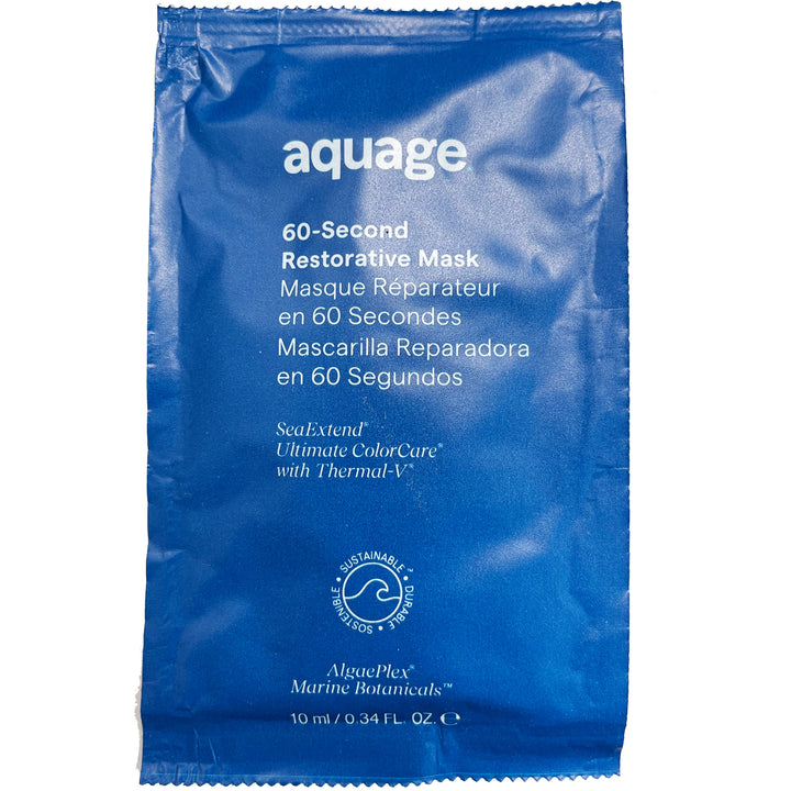 Sample Aquage 60-Second Restorative Mask free gift in blue sachet with marine botanicals