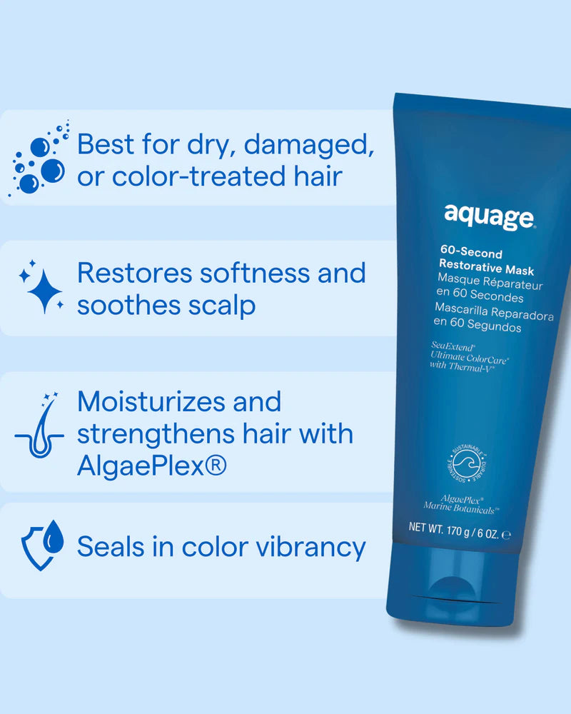 Aquage 60-Second Restorative Mask in Blue Tube for Dry, Damaged Hair - Hair Mask for Hair