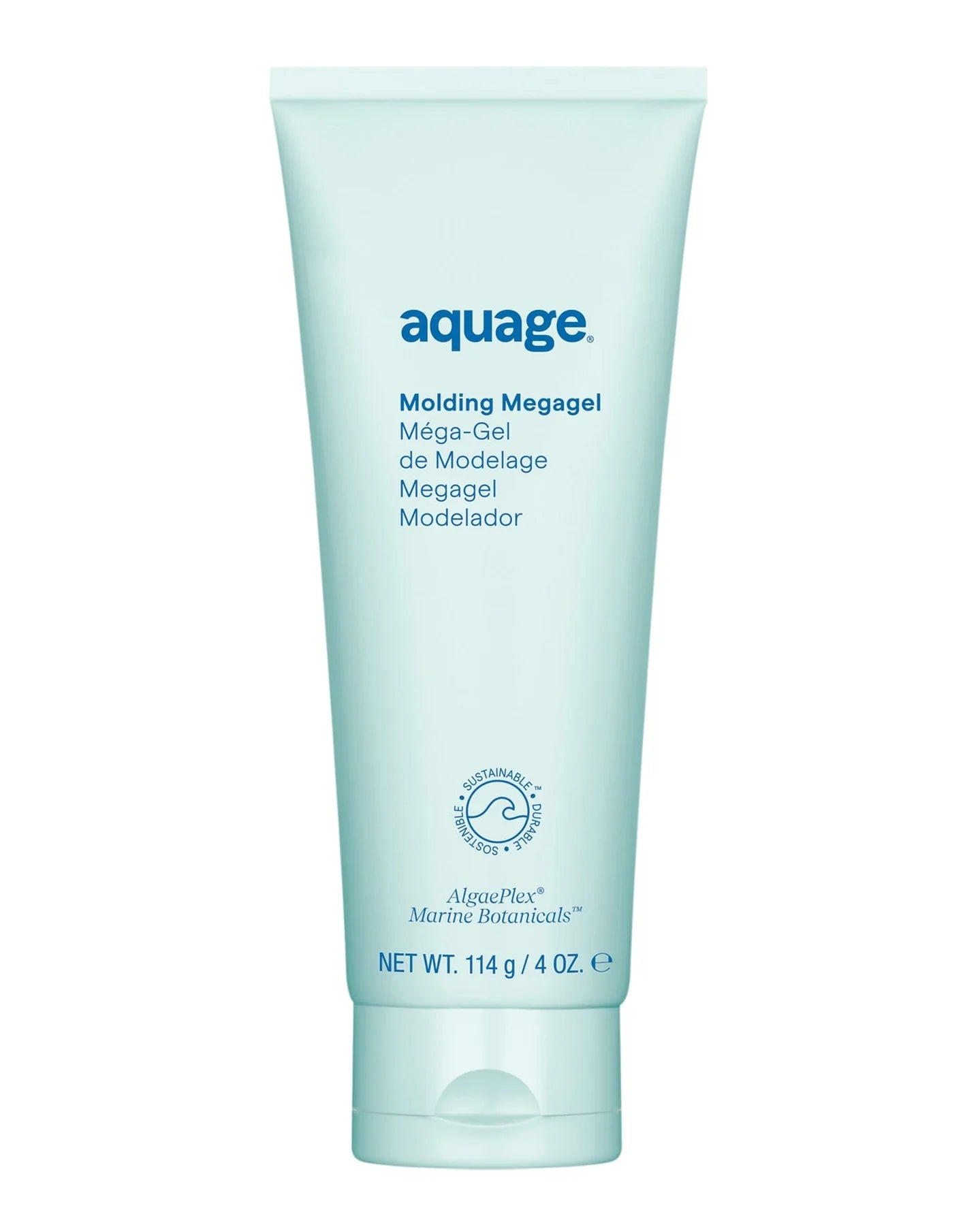 Aquage Molding Megagel 4 oz styling gel in light blue squeeze tube for hair shaping