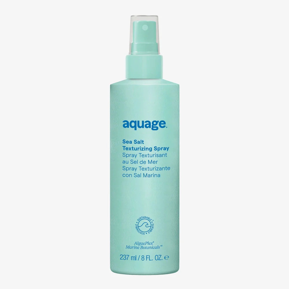 Aquage Sea Salt Texturizing Spray in a turquoise bottle for beachy waves and texture