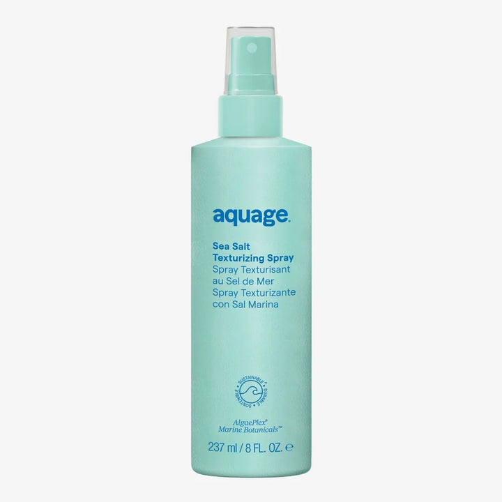 Aquage Sea Salt Texturizing Spray in a turquoise bottle for beachy waves and texture