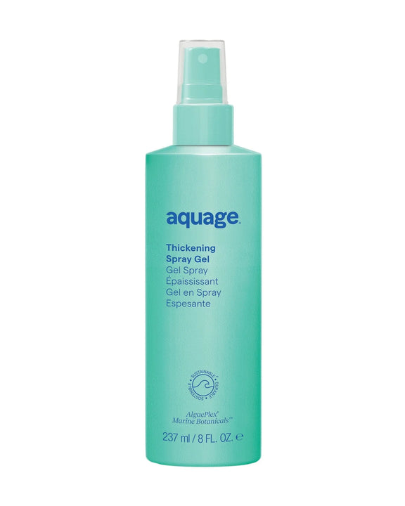 Aquage thickening spray gel in turquoise bottle with spray nozzle 8 fl oz volume
