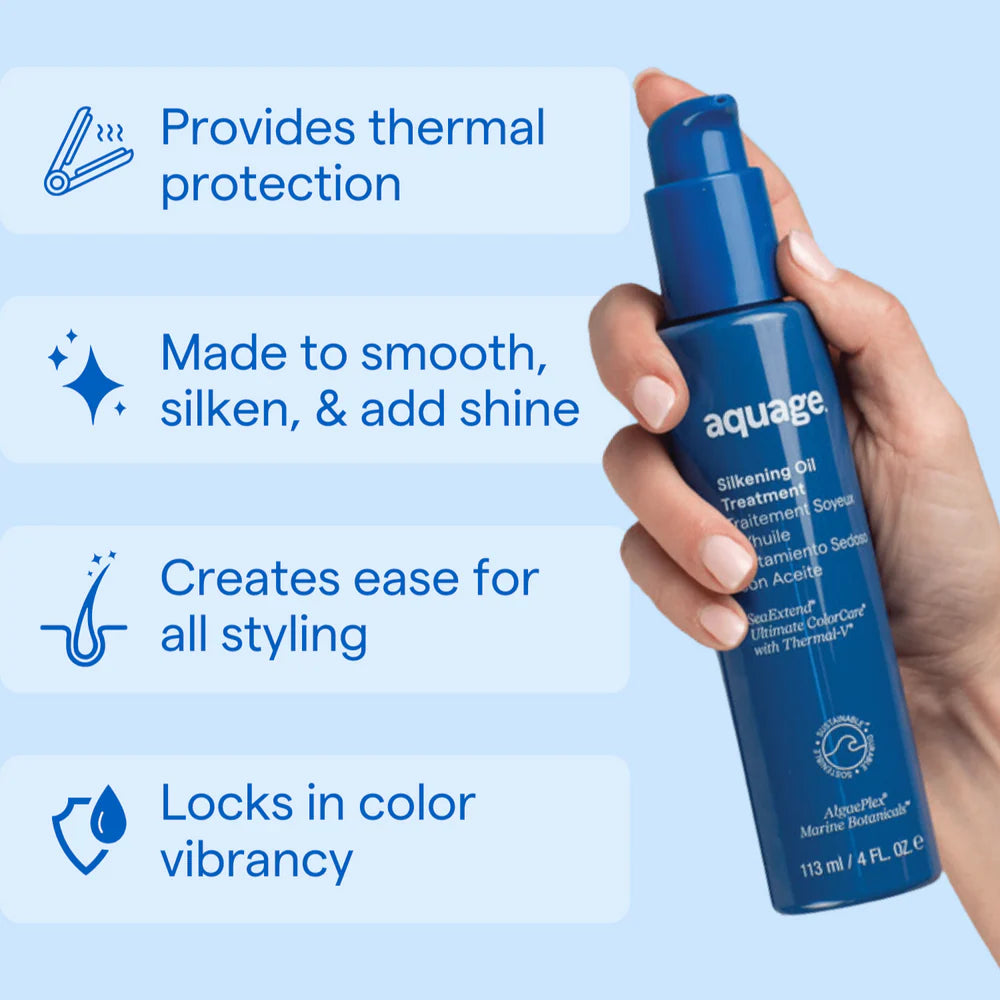 Aquage Silkening Oil Treatment for Losing Hair to smooth, shine, and protect against heat damage