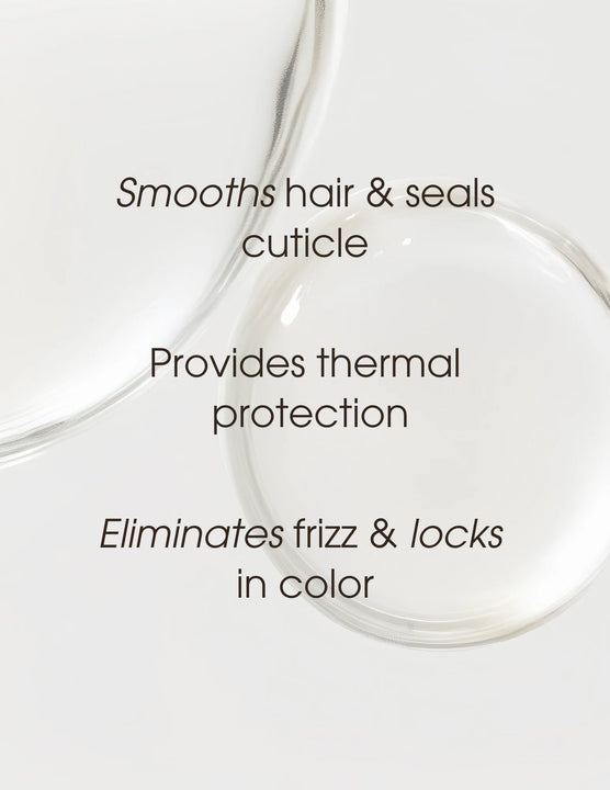 One N Only argan oil spray treatment benefits shown on clear liquid drops smoothing hair and sealing cuticle