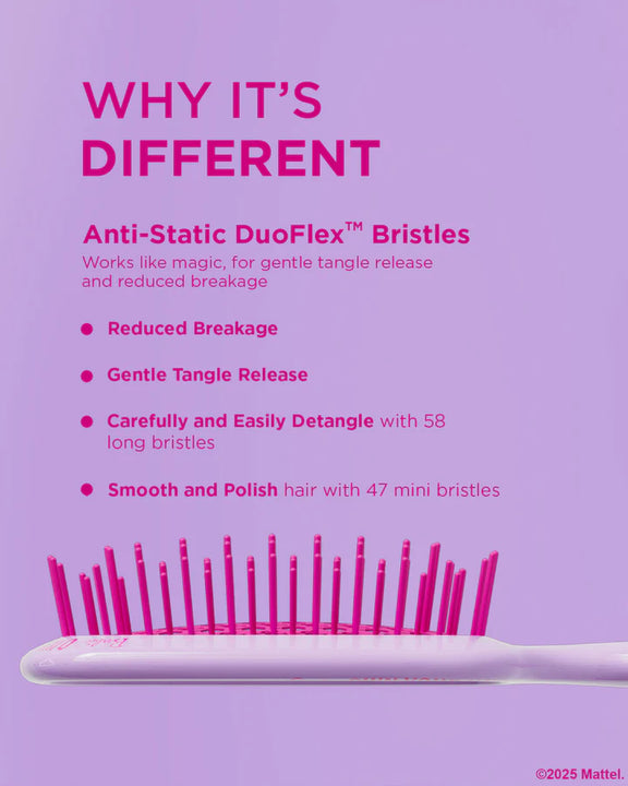 Unbrush Barbie detangling hair brush with Anti-Static DuoFlex bristles for gentle tangle release