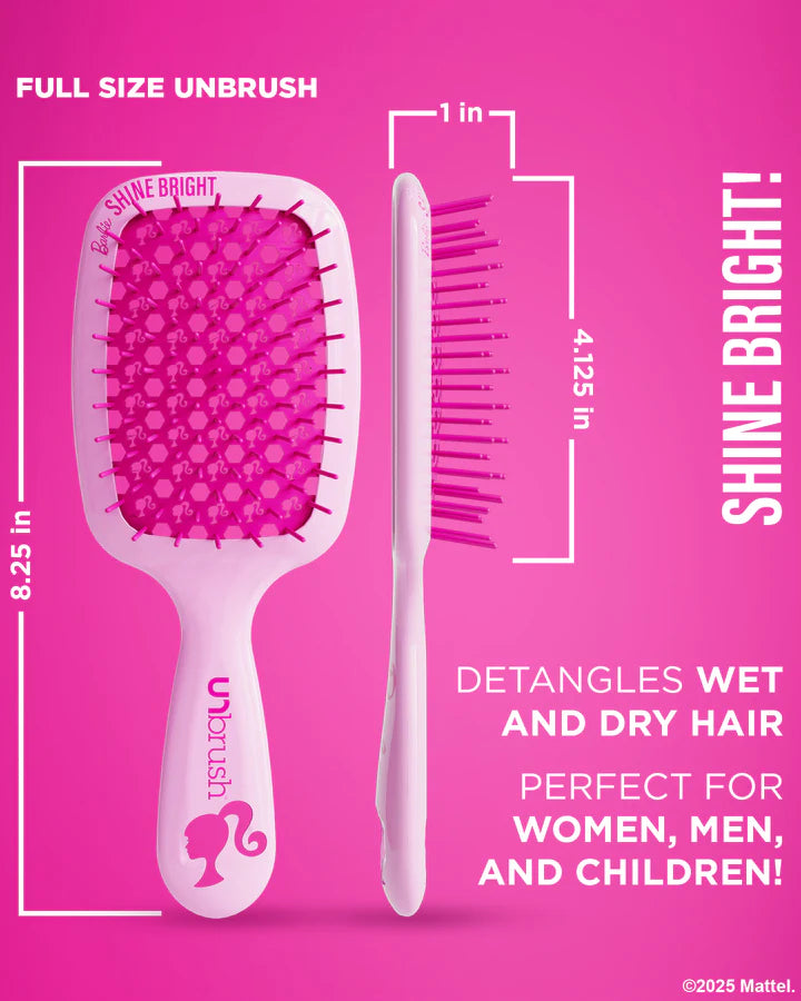 Unbrush Barbie detangling hair brush in pink designed for wet and dry hair for all ages