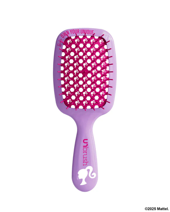 Unbrush Barbie detangling hair brush in purple with unique design for easy hair detangling