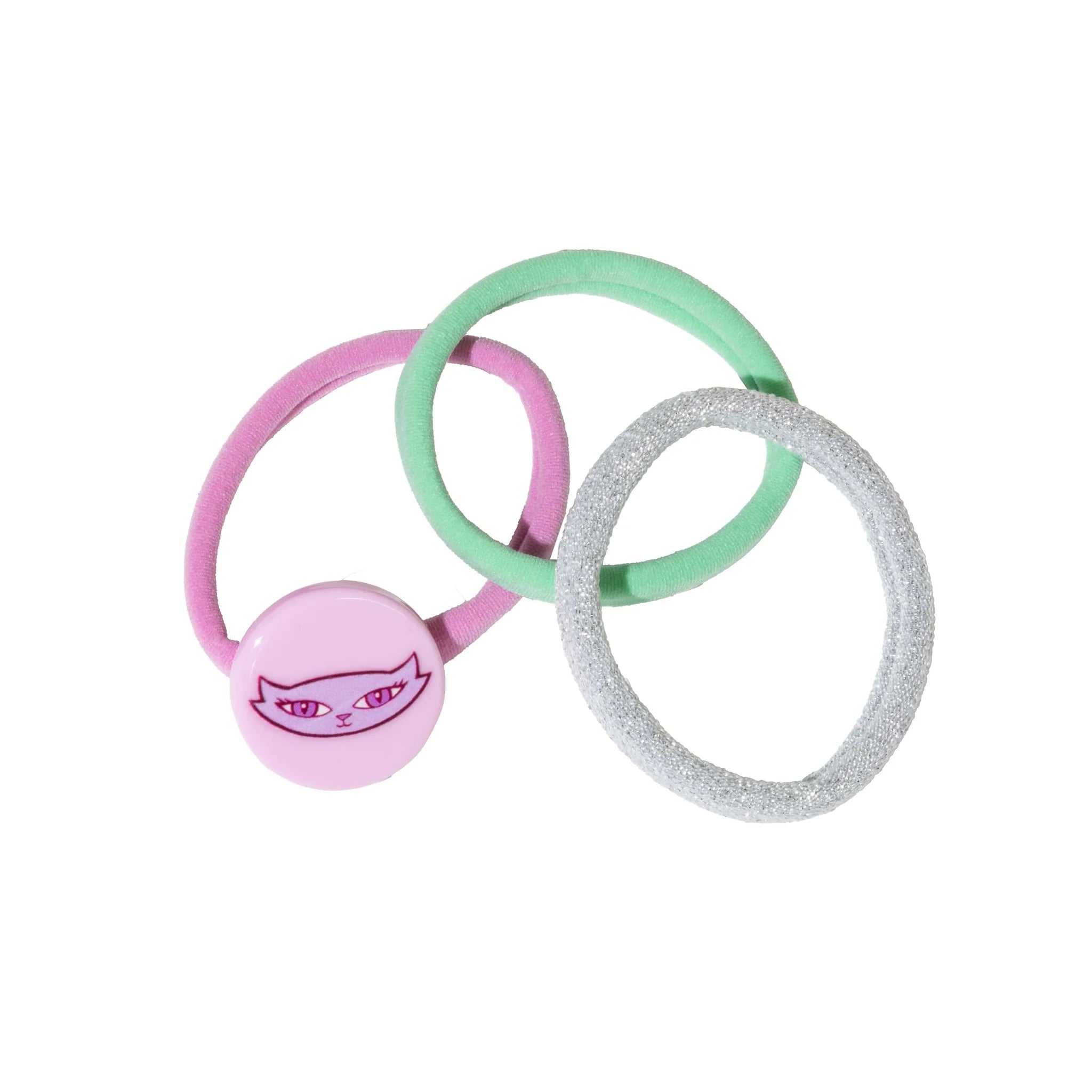 Wet Brush Hair Ties in Pink, Green, and Silver for Stylish Hair Accessories