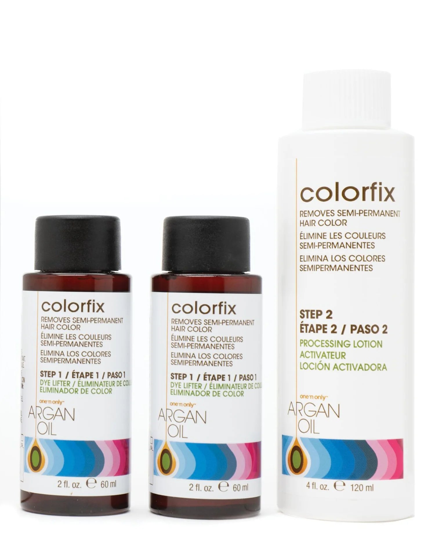 One 'N Only Colorfix Kit includes two bottles for removing semi-permanent hair color safely