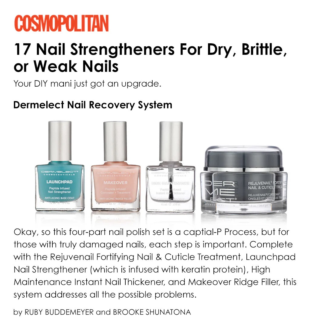 Dermelect nail recovery kit four piece nail strengthener set with three polishes and a jar treatment
