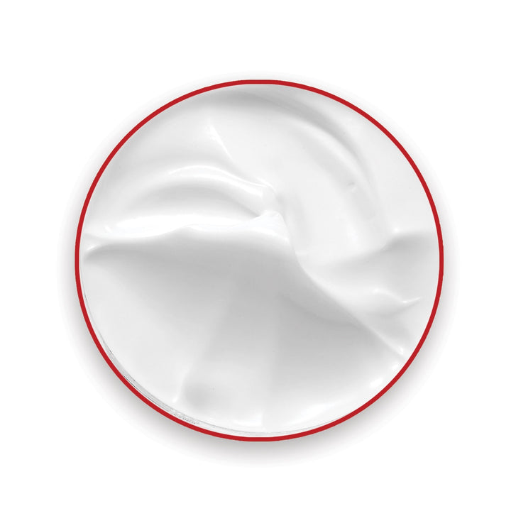 Dermelect Timeless Daily Hand Treatment white cream texture in round jar with red rim top view