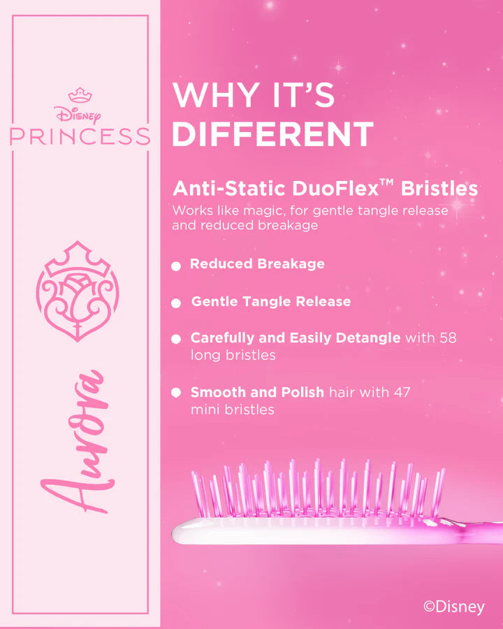 Disney Princess detangling hair brush with DuoFlex bristles for gentle detangling and reduced breakage