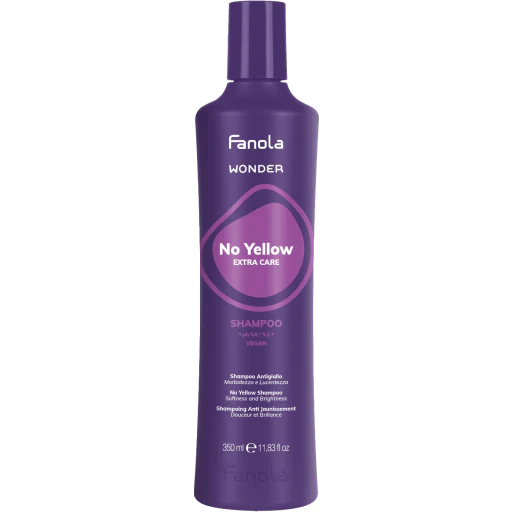 Fanola Wonder No Yellow Shampoo 350ml for neutralizing yellow tones in blonde and gray hair