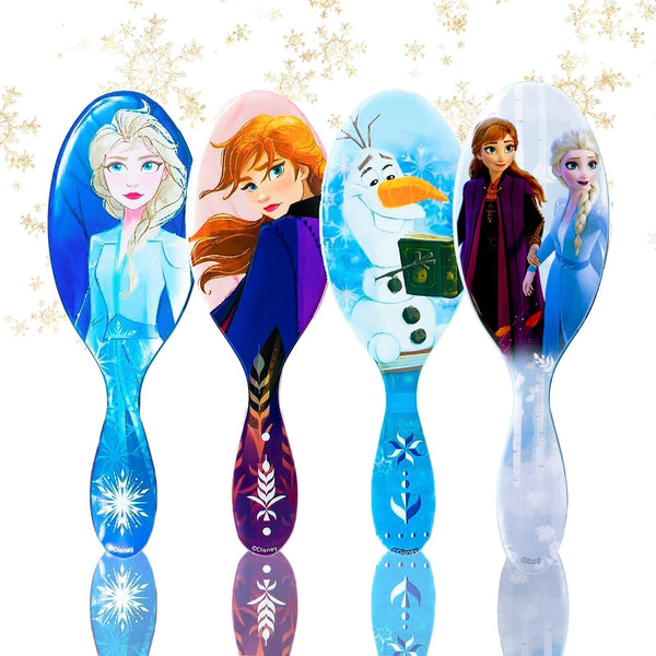 Frozen detangler brush set featuring Elsa, Anna, Olaf, and other characters for easy hair styling