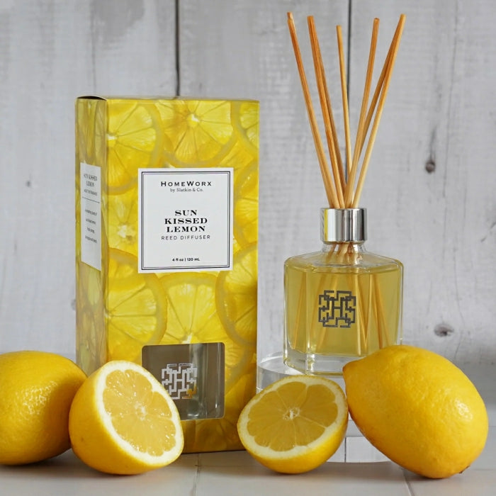 HomeWorx by Slatkin & Co. Lemon Reed Diffuser Home Fragrance with fresh lemons and stylish packaging