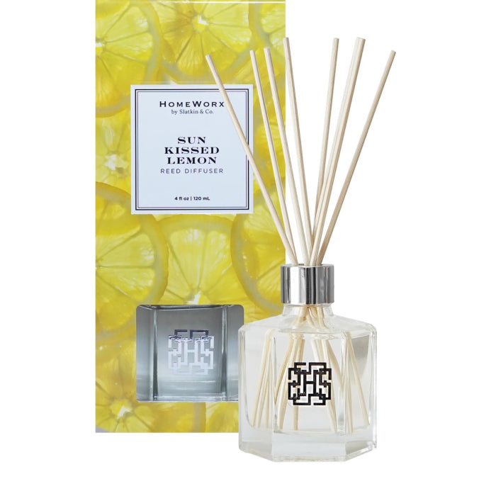 HomeWorx by Slatkin & Co. Lemon Reed Diffuser Home Fragrance in a glass bottle with decorative packaging