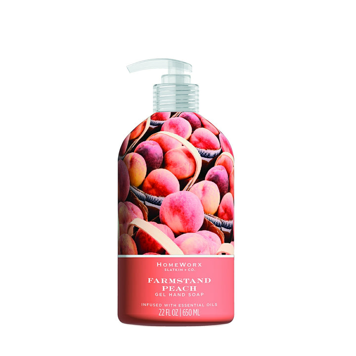 HomeWorx by Slatkin and Co. Farmstand Peach 22 oz gel hand soap with peach scented hand soap fragrance
