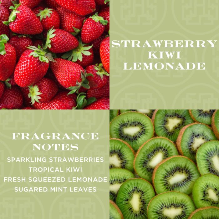 Strawberry kiwi lemonade hand soap fragrance notes with fresh strawberries and sliced kiwi