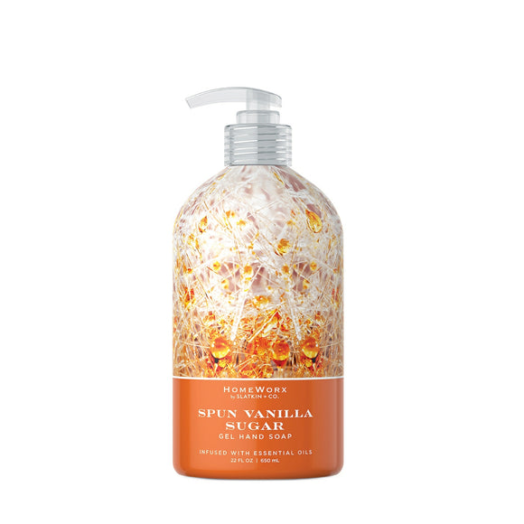 HomeWorx by Slatkin & Co. vanilla sugar hand soap gel with essential oils in a clear pump bottle