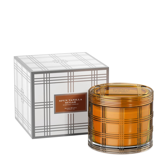 HomeWorx by Slatkin vanilla sugar scented candle in amber glass jar with decorative box