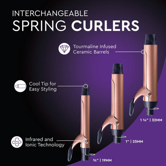 Sutra Interchangeable Spring Curler Attachments - 3 Sizes Included