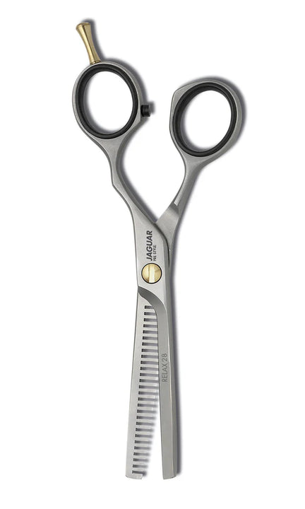 Jaguar Pre Style Relax Thinner silver hair thinning scissors with gold finger rest and tooth blade