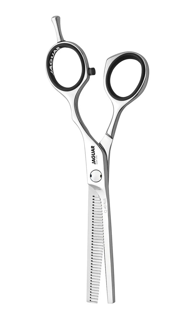 Jaguar Silver Line thinning shears stainless steel hairdressing scissors with finger rest and black inserts