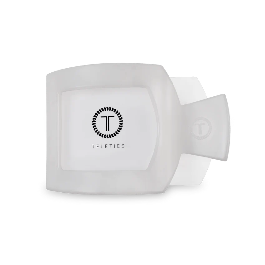 Medium white hair claw clip by Teleties designed for secure and stylish hair hold