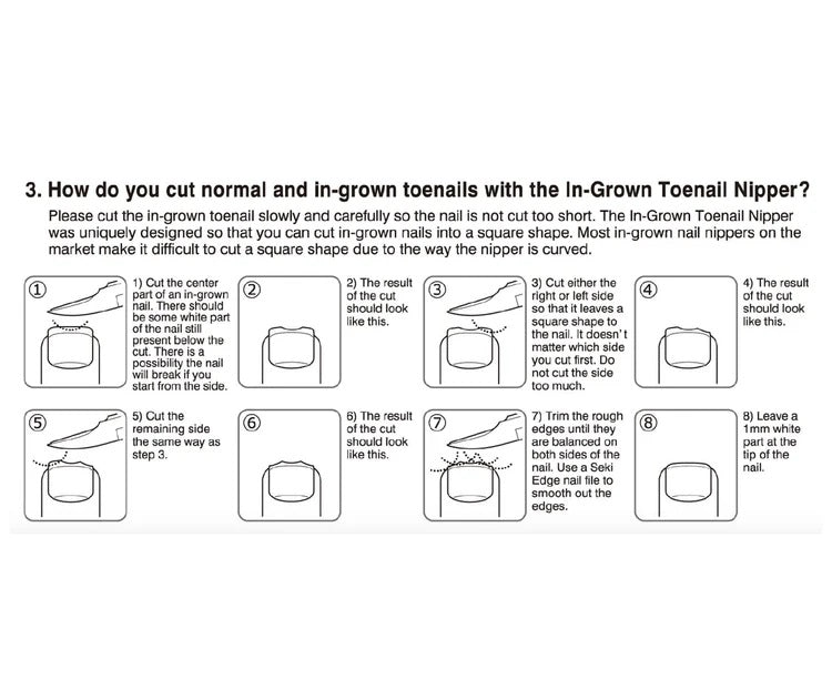 Seki Edge In-Grown Toenail Nipper instructions for effective nail nipper use and nail care