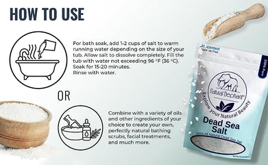 Coarse Dead Sea Salt for Body from Natural Elephant in a bag with instructions for use