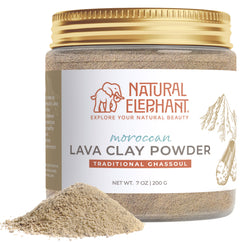 Natural Elephant Moroccan lava clay powder jar with loose ghassoul clay powder for skin