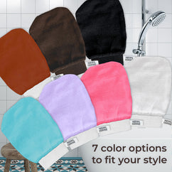 Natural Elephant Moroccan exfoliating glove kit with seven color options for effective skin exfoliation