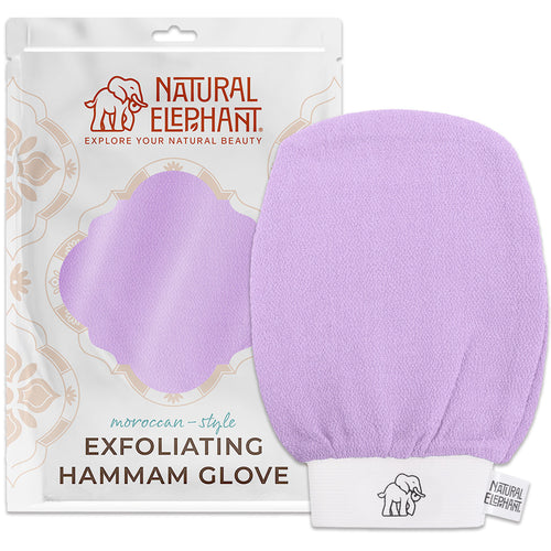 Natural Elephant Moroccan Hammam Glove in lavender color natural exfoliating glove for skincare