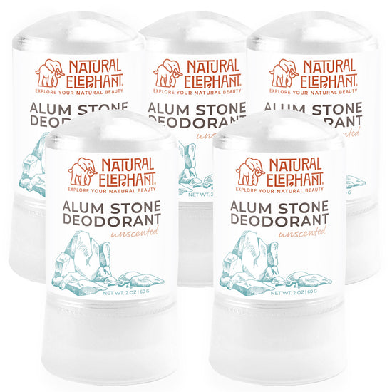 Natural Elephant alum stone deodorant sticks unscented pack of five natural mineral deodorant