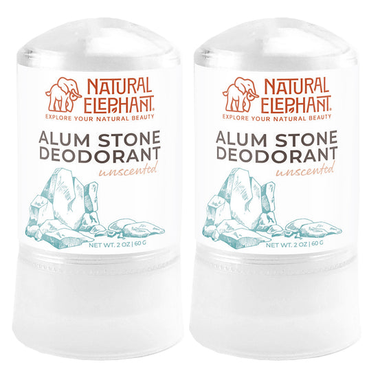 Natural Elephant alum stone deodorant unscented twin pack natural mineral deodorant 2 oz each