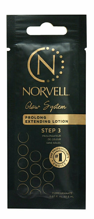 Norvell Glow System Prolong Lotion Step 3 in a sleek black packaging for extending sunless tan