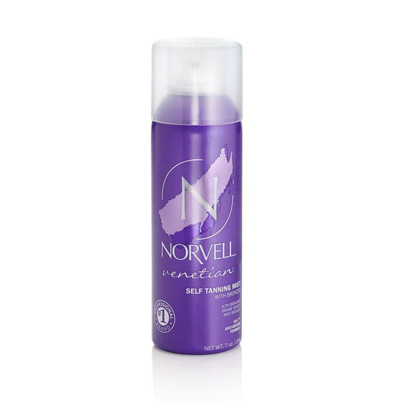 Norvell Venetian self tanning mist in a purple bottle for a natural sun-kissed glow