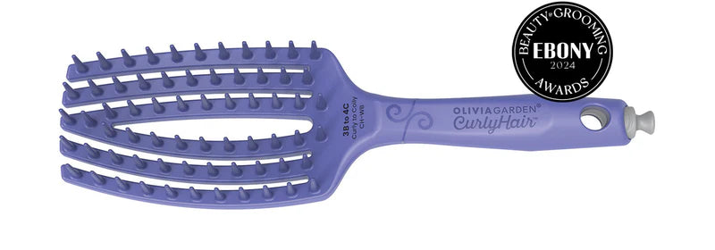 Olivia Garden CurlyHair brush in purple with flexible curved design and award-winning beauty grooming features