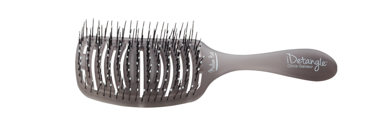 Olivia Garden iDetangle brush with flexible bristles and ergonomic handle in gray color