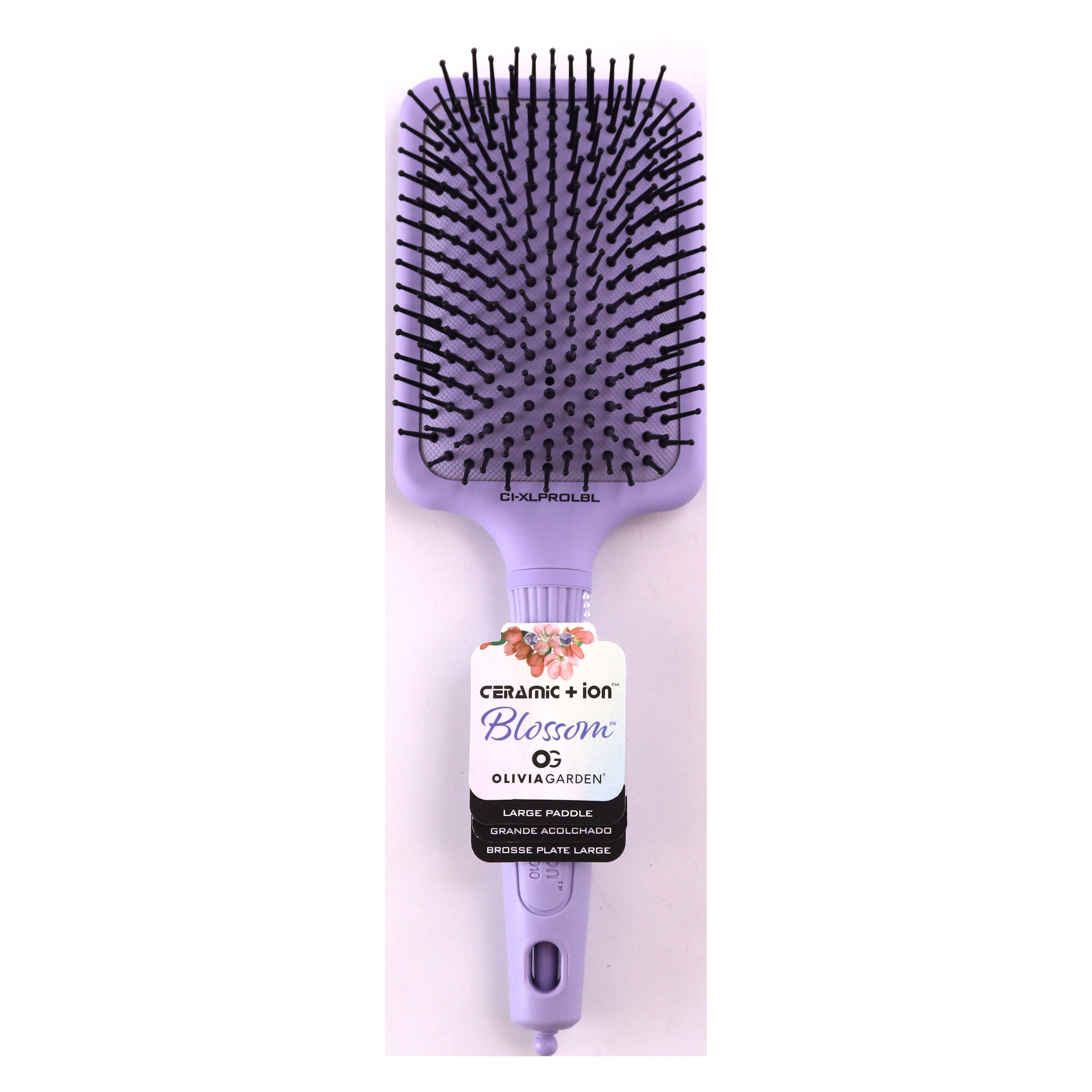 Olivia Garden large paddle brush for thick hair in lavender with ceramic and ion technology