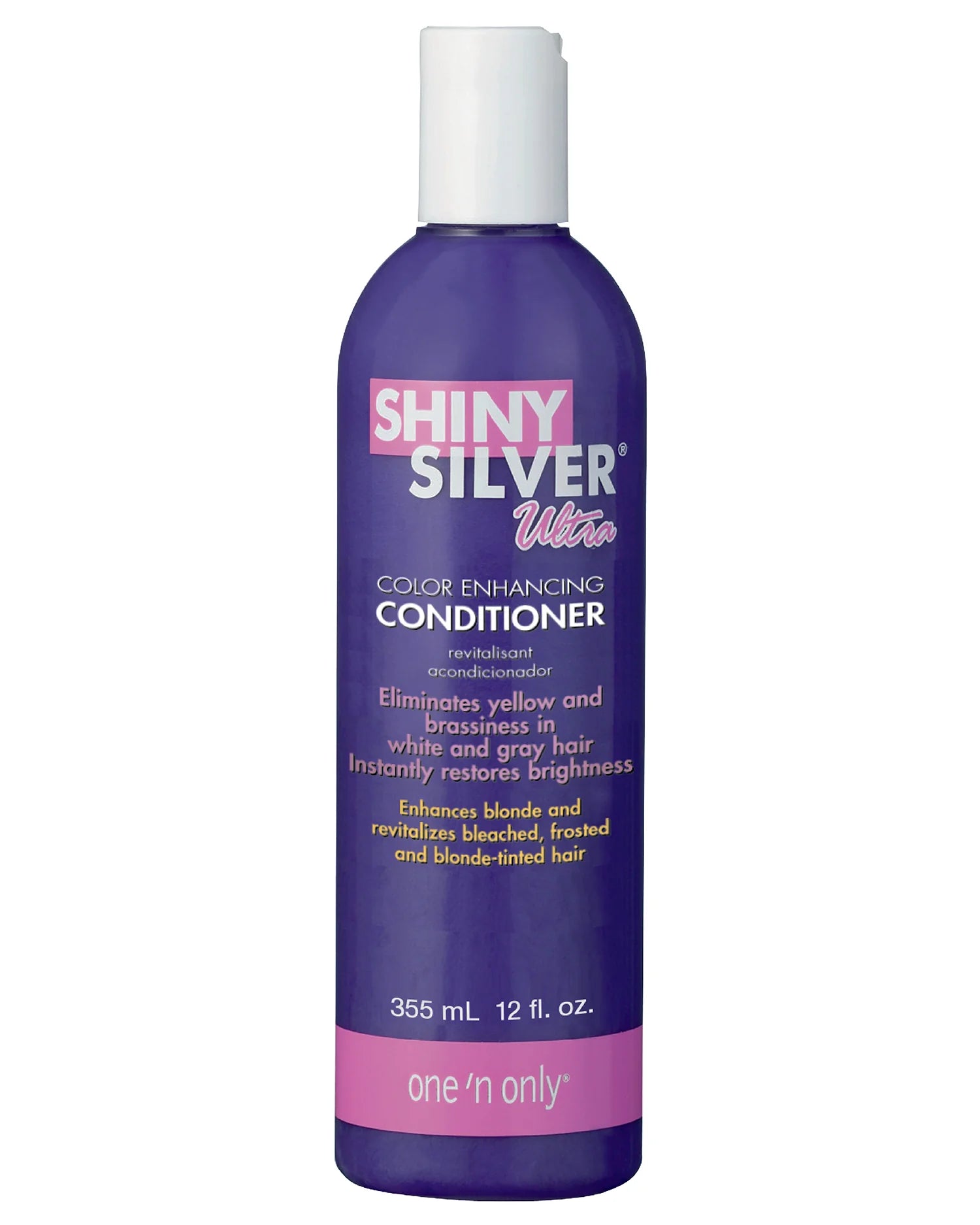 One 'N Only silver conditioner 12 oz bottle purple with white cap color enhancing formula