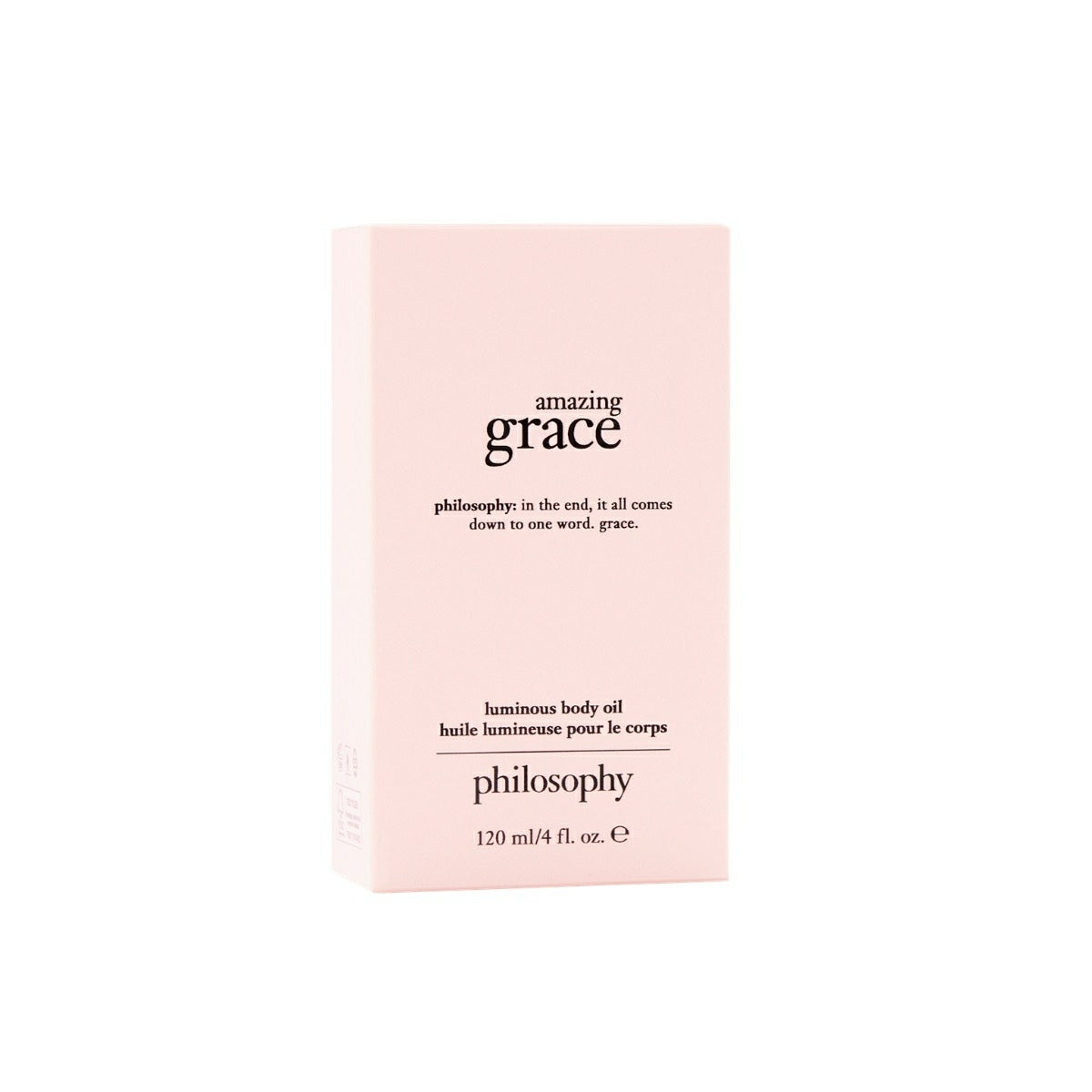 Philosophy Amazing Grace body oil in soft pink 120 ml box with minimalist design
