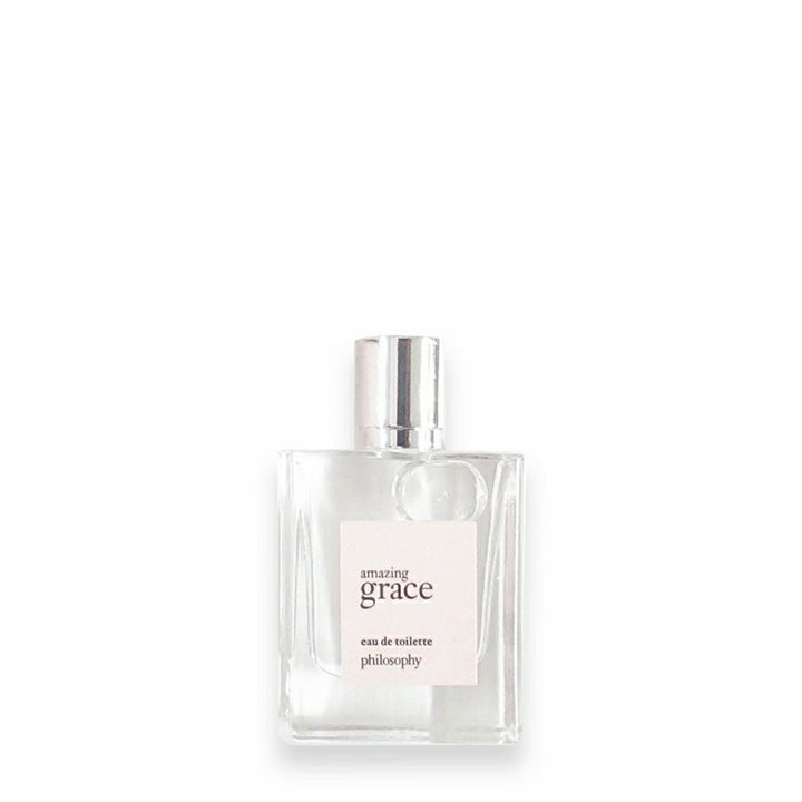 Philosophy Amazing Grace mini perfume clear glass bottle with silver cap and white label