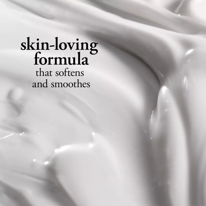 Close-up of smooth, creamy texture highlighting the skin-loving formula of Philosophy Amazing Grace shimmering lotion