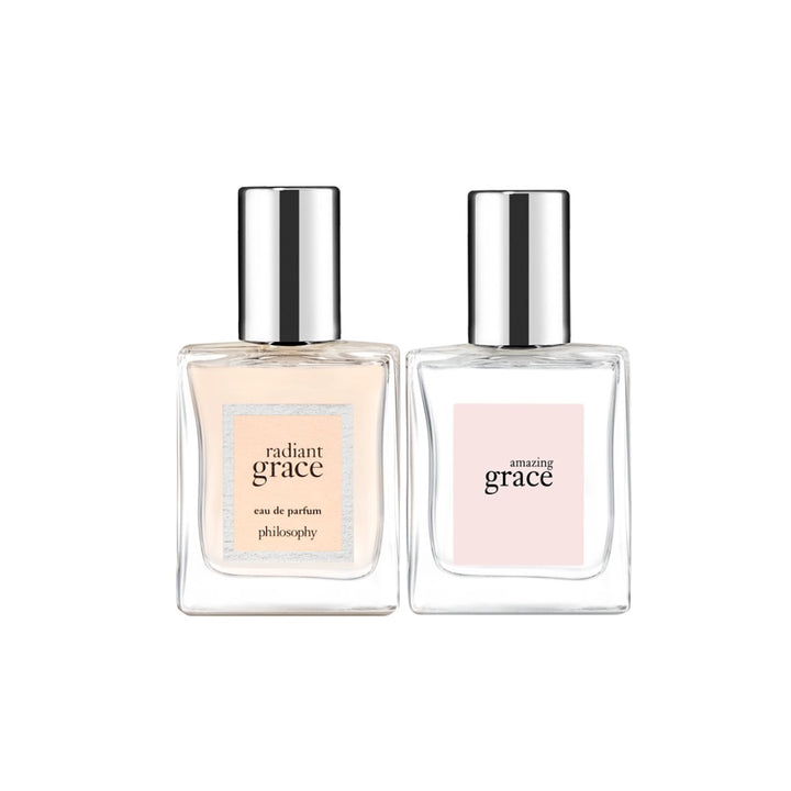 Philosophy fragrance gift set with Radiant Grace and Amazing Grace eau de parfum bottles